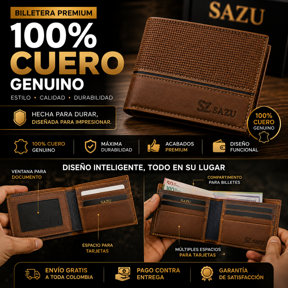 Billetera SAZU 100% CUERO