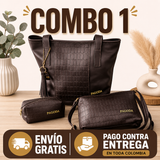 COMBO Trio Pagoda  Bolso de mano + Bolso mediano  +Cosmetiquera
