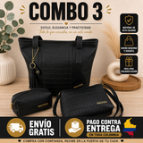 COMBO Trio Pagoda  Bolso de mano + Bolso mediano  +Cosmetiquera