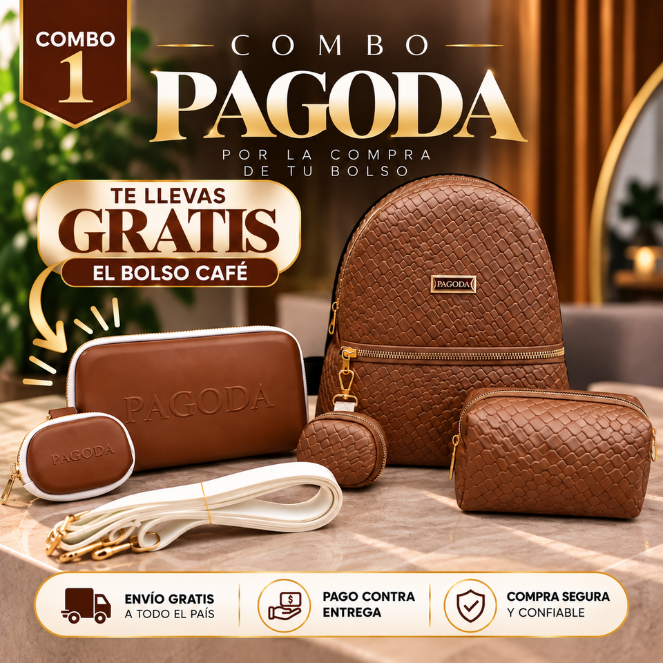 COMBO PAGODA 2 EN 1 🎁 Morral con Accesorios + Bolso GRATIS